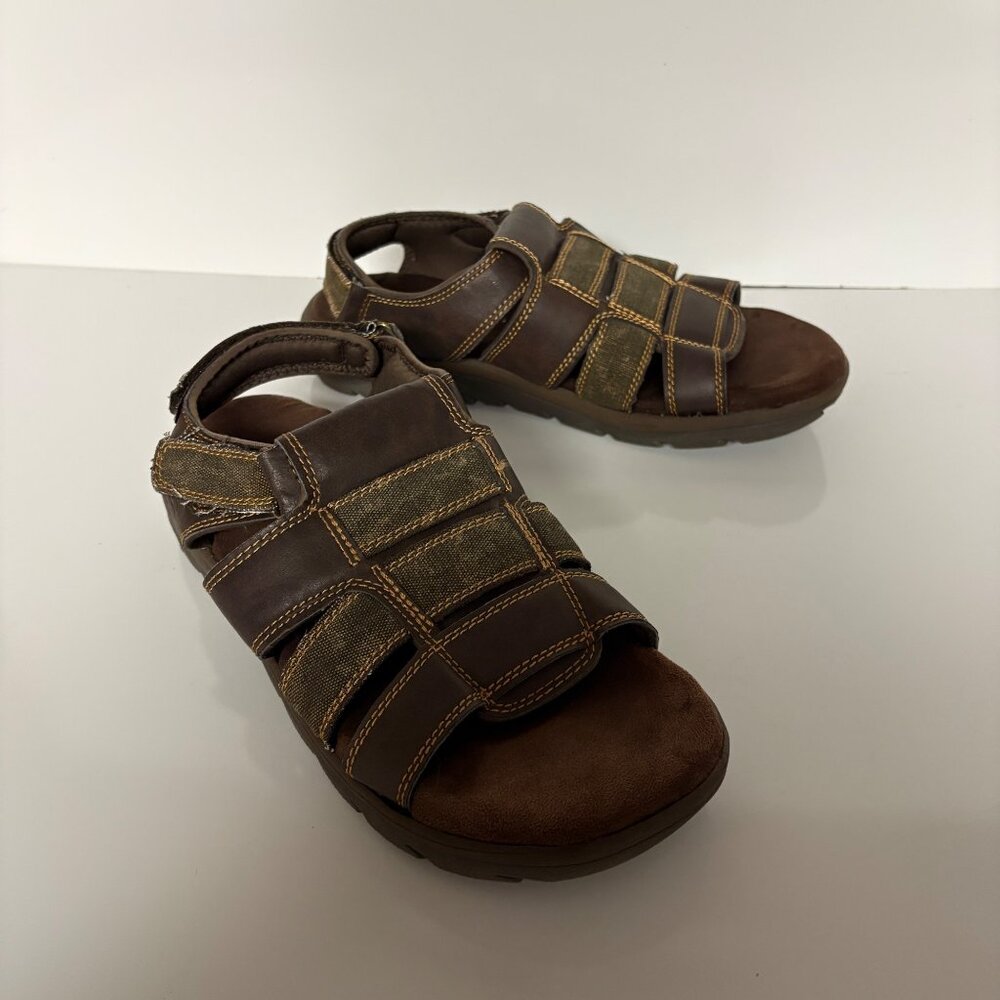 Skechers Relaxed Fit Mens Sandals Size 12 Brown Memory Foam Adjustable Straps